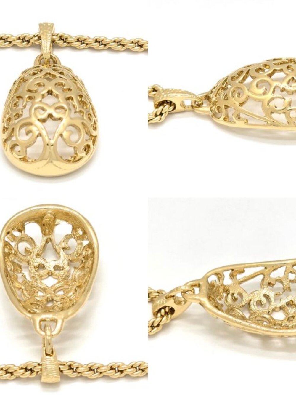 Saint Laurent Yves Egg Arabesque Pendant Necklace Gold - Picture 5 of 8